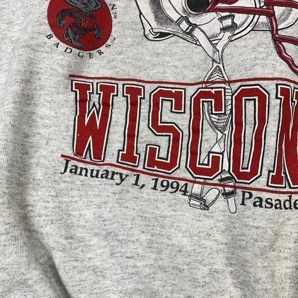 Vintage Galt Sand UW Badgers Football Rose Bowl 1994 Gray Crew Neck Sweatshirt - Picture 4 of 6
